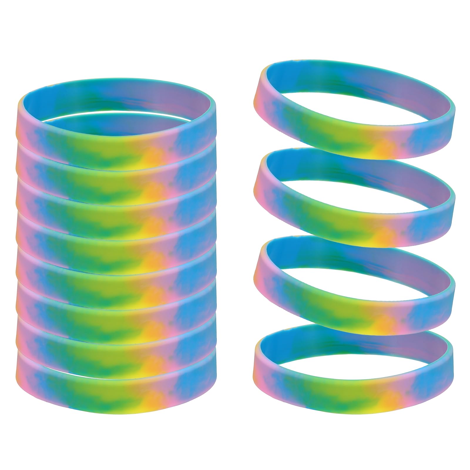 YELARXI Color Pattern Rubber Bracelets Wristbands, Silicone Bracelets Wristbands for Adults Wrist Band 12 Pcs & Mixed Blue Pink-Fitting for Both Men and Women