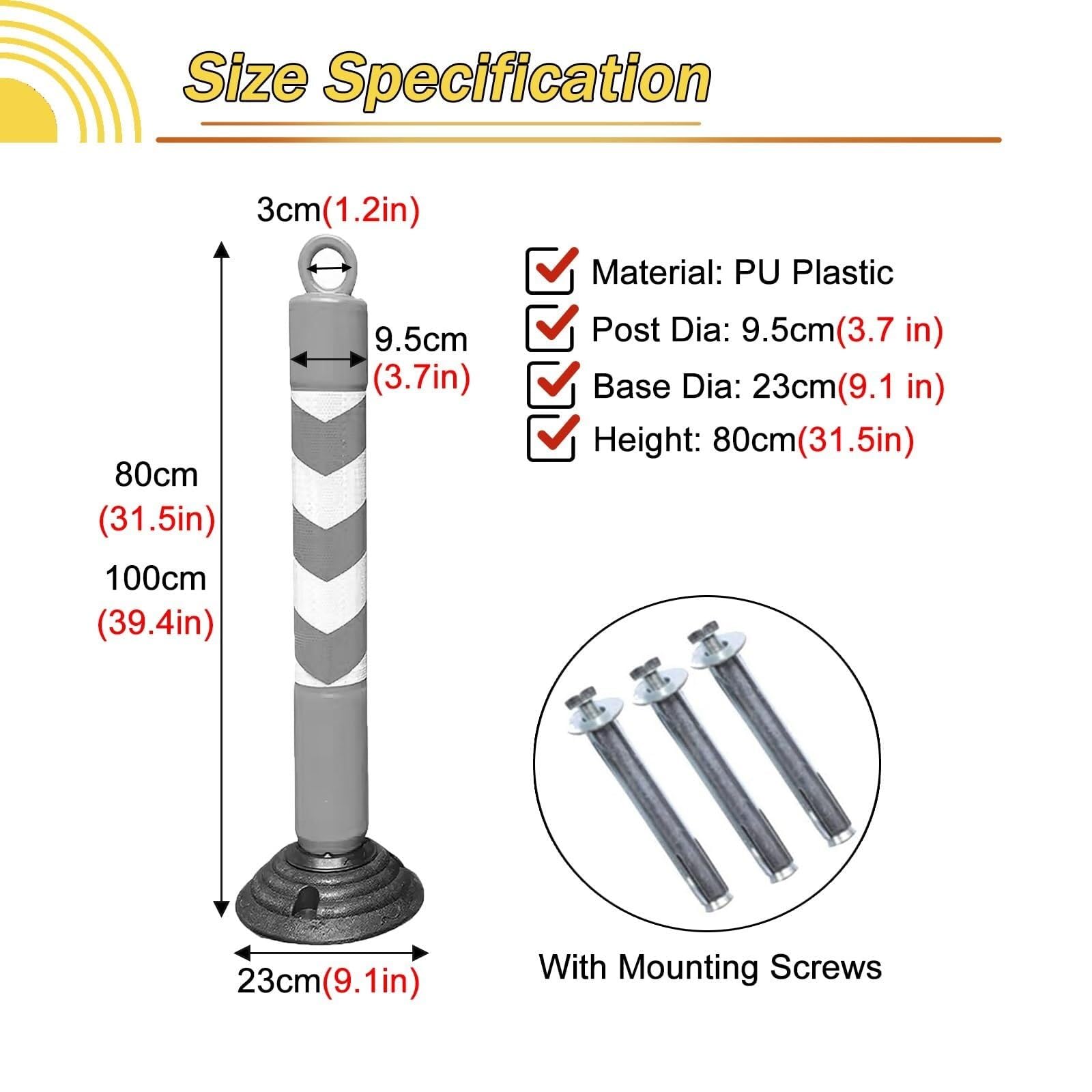 Traffic Delineator Post Cones, Plastic Safety Bollard Traffic Cones Driveway Barrier With Reflective Strip For Construction Events Road/Parallel Parking Practice, School Community Entrance Traffic Con