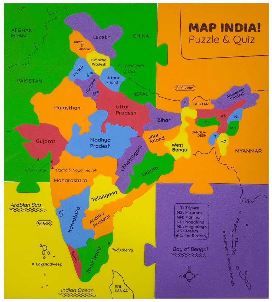 AirOK Kids Jigsaw India Map Puzzle with States- 33 Pieces, Educational & Learning Toy, for Boys and Girls (4 Years and Above) (B0CST5XS47) Amazon Price History, Amazon Price Tracker