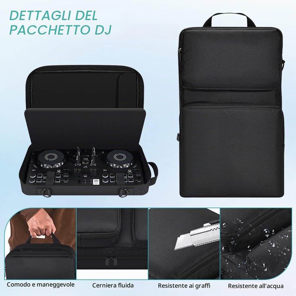 Custodia per Controller DJ per Pioneer DDJ-200/DDJ-WeGO4, per AlphaTheta DDJ-FLX 2, per Controller DJ Hercules Inpulse 200/200 MK2 Copertura da Viaggio Portatile con Tracolla
