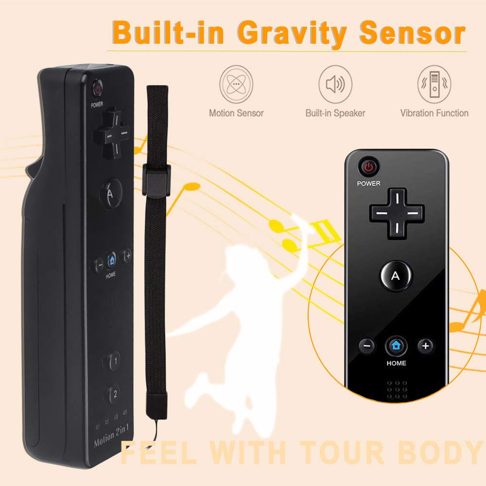 Manette Wii avec Motion Plus et Nunchuck, télécommande sans fil Wii Remote Plus avec Nunchuck avec dragonne en silicone pour manette Wii/Wii u