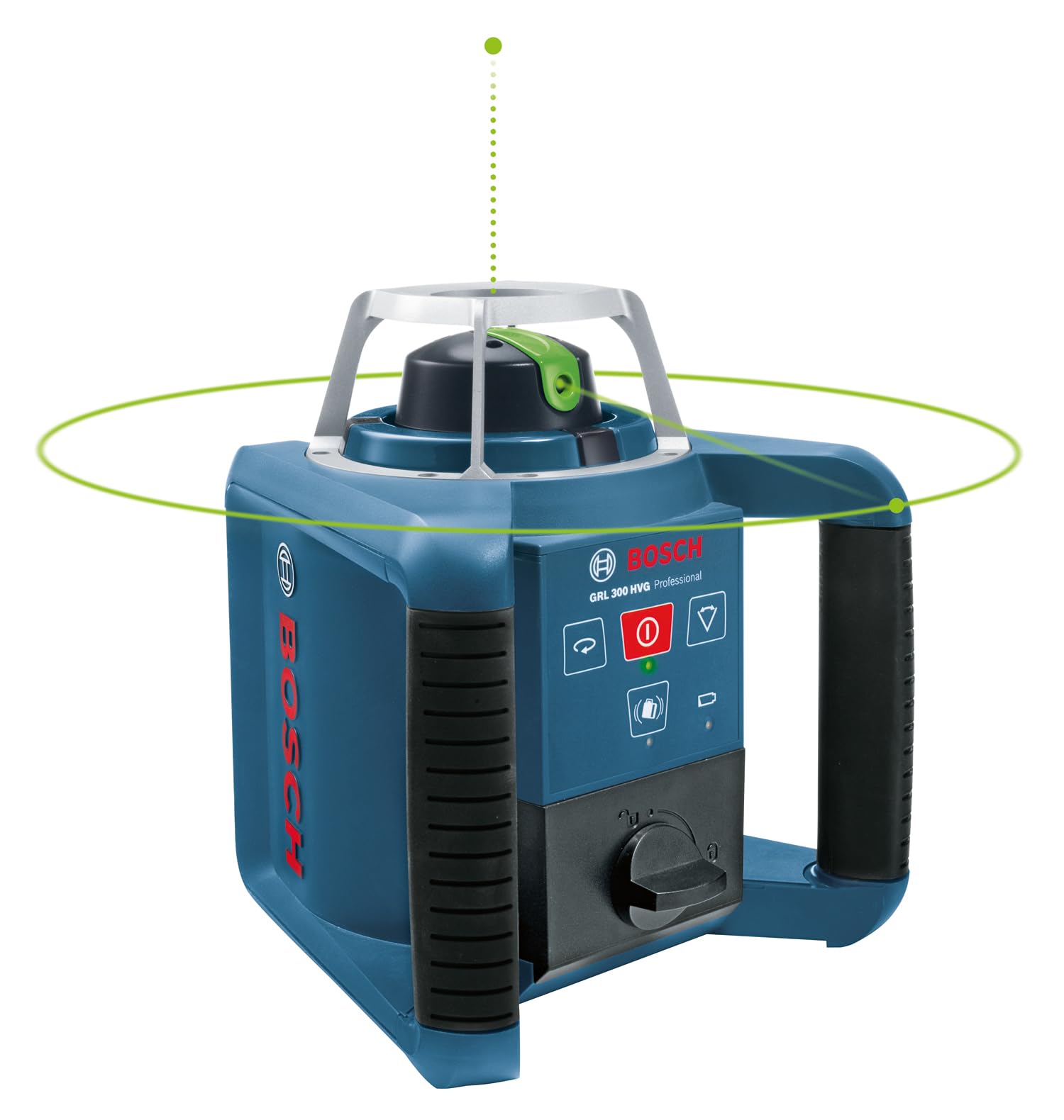Bosch Professional Laser obrotowy GRL 300 HVG (zielona wiązka, odbiornik laserowy LR 1 G, zasięg pracy: do 300 m (średnica), akumulatorki ładowane (2xD, 1x9V), ładowarka, L-Boxx)