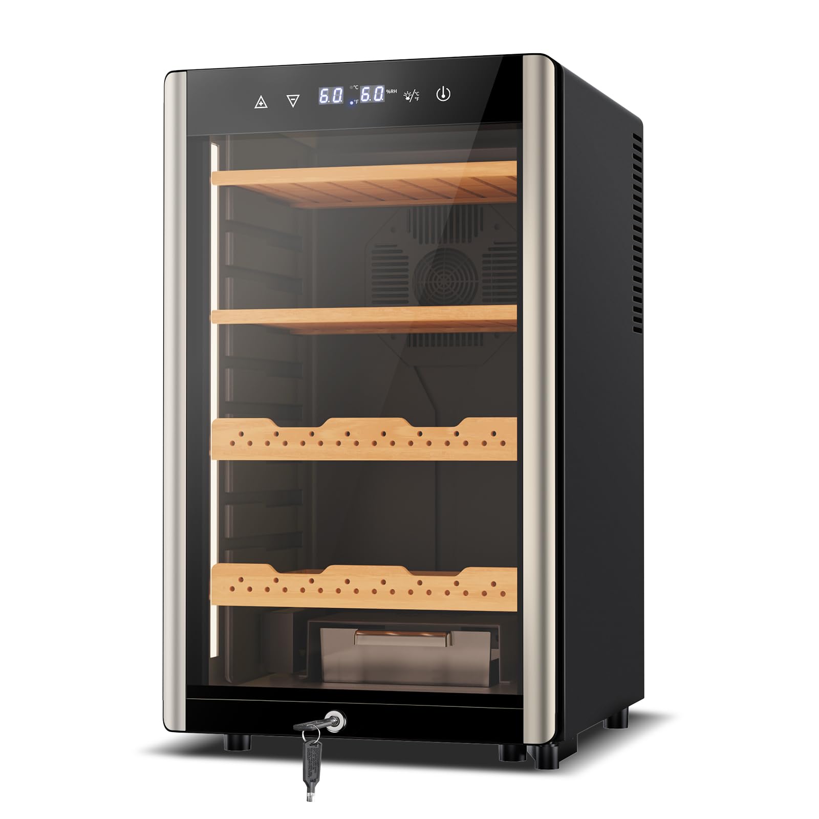 70L Upgrade Electric Humidor – Large Capacity 400 Count Electric Humidor| Smart Temperature &amp; Humidity Control, Digital LED Screen &amp; Safety Lock