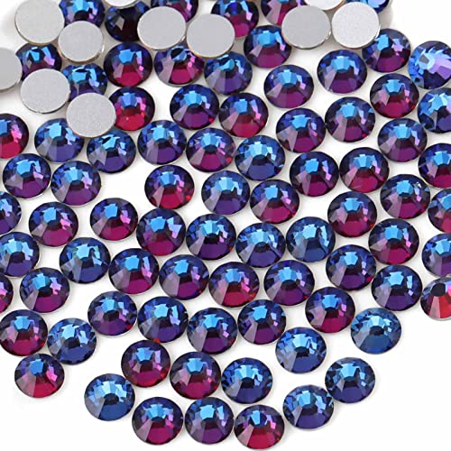 Image of Beadsland 2880pcs Flat Back Crystal Rhinestones Round Gems for Nail Art and Craft Glue Fix,Blue Volcano,SS8,2.3-2.5mm | Flatback Glass Gems, 2.3-2.5mm, for Nail Art Craft, Glue Fix