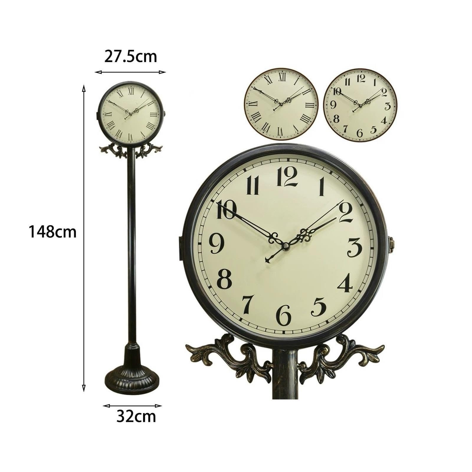 Reloj de Abuelo Reloj de pie de Metal con números Romanos