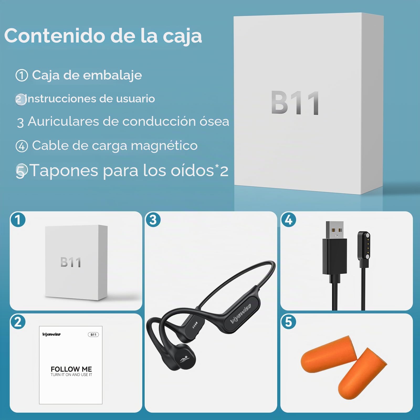 Belife B11 Bone Conduction Headphones, IP68 Waterproof Earbuds for Swimming, 32GB & Bluetooth 6.0 Wireless Underwater Open Ear Headphones with Mic for Sport