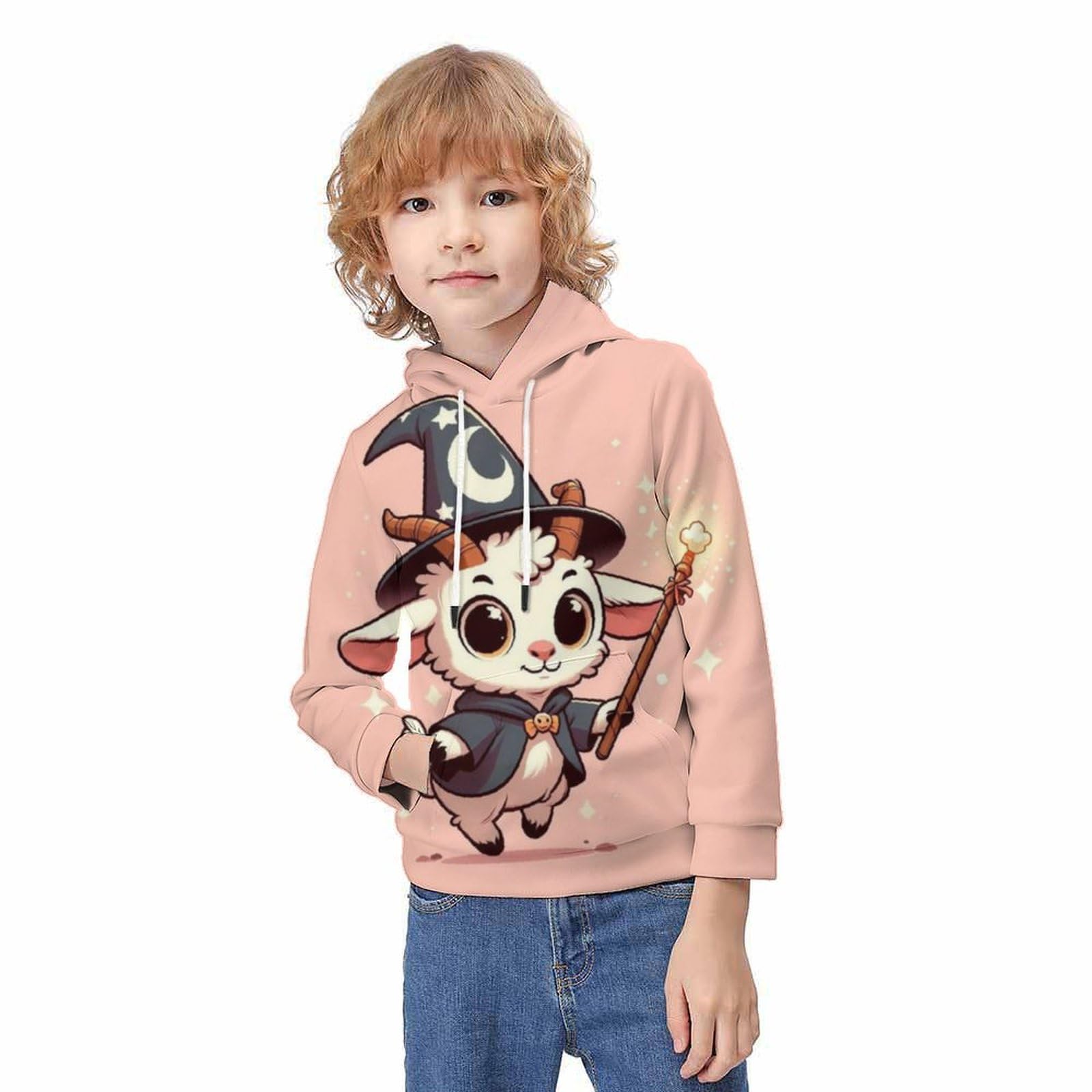 Cabra Sudaderas con Capucha para Niño Y Niña 3D Hoodie Impresión Sueltos Jerséis Sudadera Ligera Sudadera con Cordón Y Bolsillos 6-15 Años