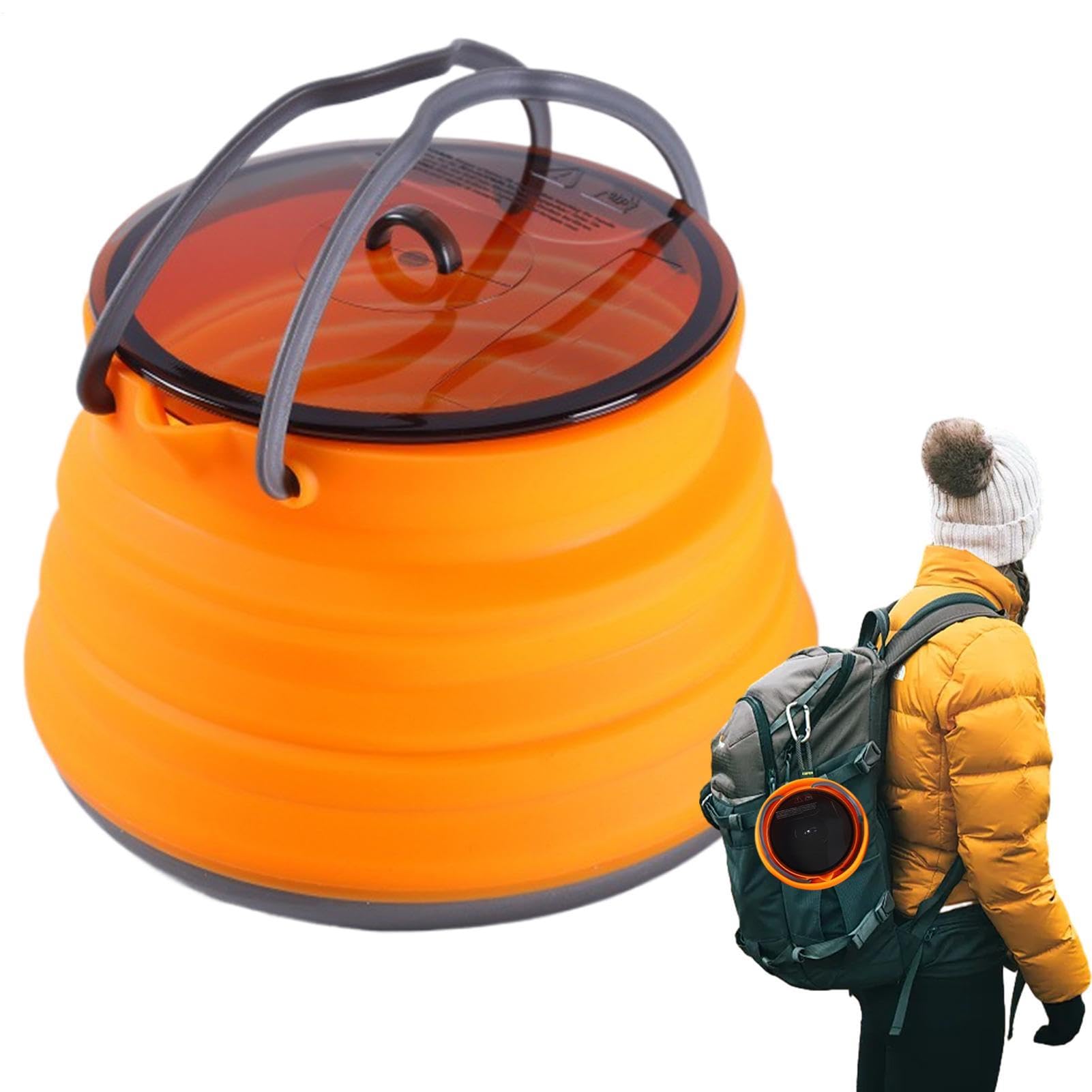 Bollitore da campeggio pieghevole, caffettiera in silicone, bollitore da esterno da 1,5 l, pentola bollente, pentole da viaggio per escursioni, utensile da cucina portatile da viaggio