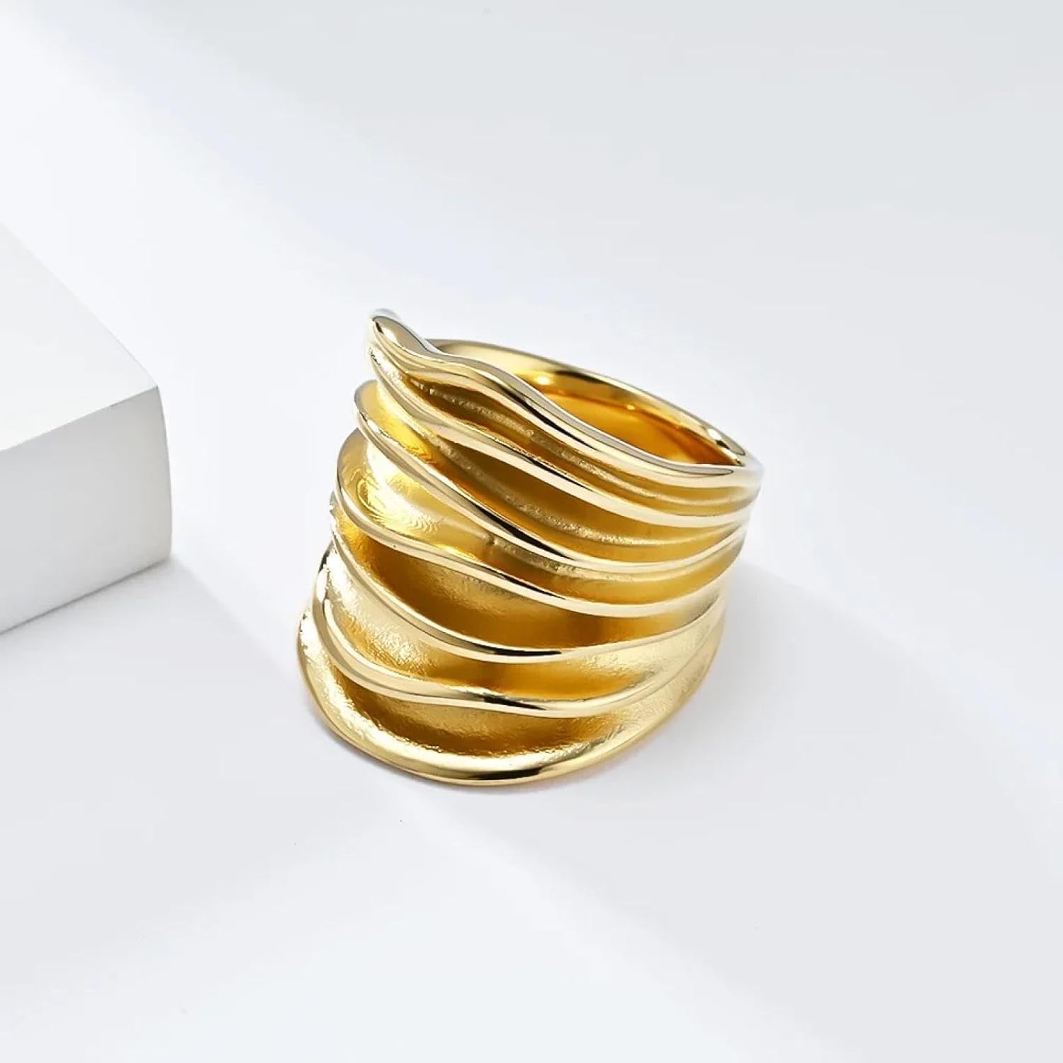 Ringe Ring Schmuck Frauen Männer Unregelmäßig Gewebter Wickelring Wasserdichter Silberfarbener Ring Für Frauen, Silver, 10 UK