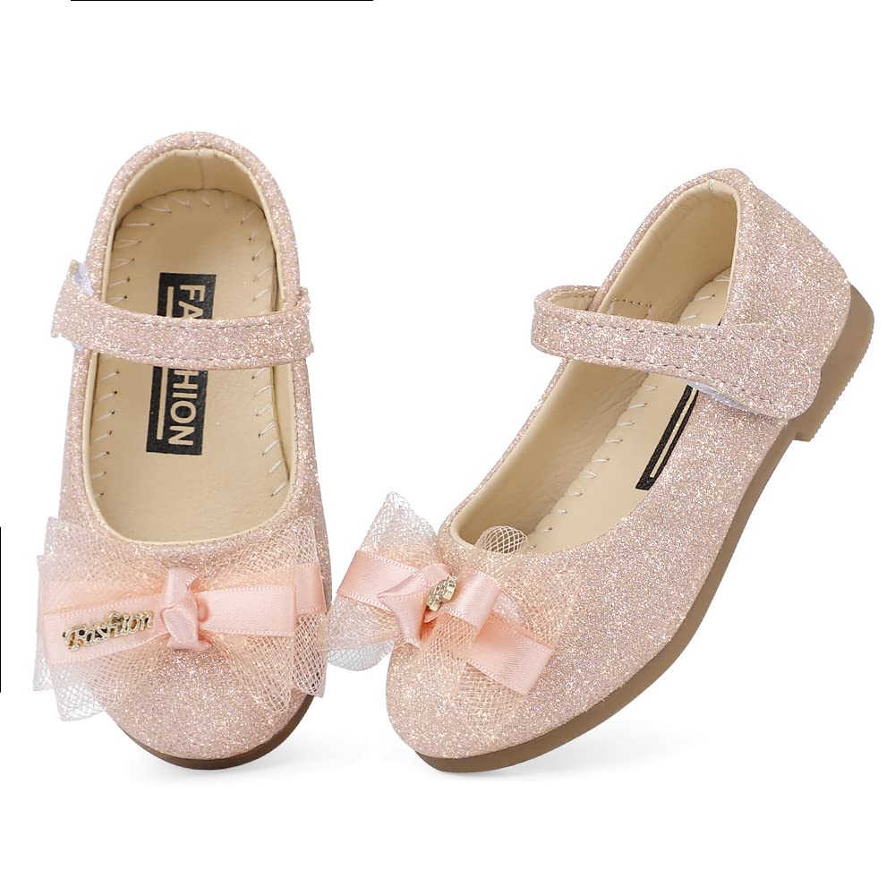 MK MATT KEELY Bailarinas Niña de Vestir Zapatos de la Princesa Brillante Merceditas Ballet Flats con Lazo 2-7 Años