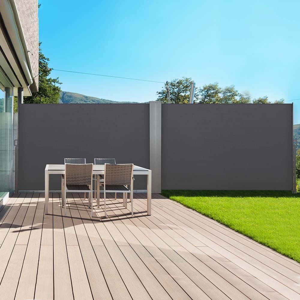 TERRE JARDIN Paravent rétractable 1,6 x 4 m - Store latéral 180g/m² - Brise Vent et Vue pour extérieur