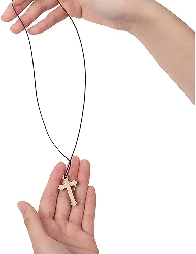 Miniatura 7 de 36 collares de cruz de madera, color madera natural.