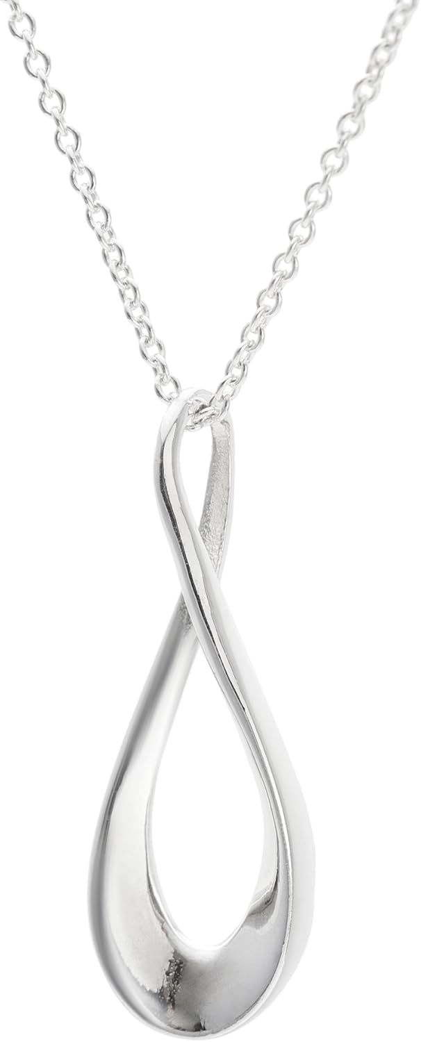 Silverly Sterling Silver Infinity Symbol Necklace for Women - Twisted Figure 8 Pendant on Curb Chain - Simple Elegant 925 Silver Necklaces - Symbolic Friendship Pendant - Minimalist Jewelry