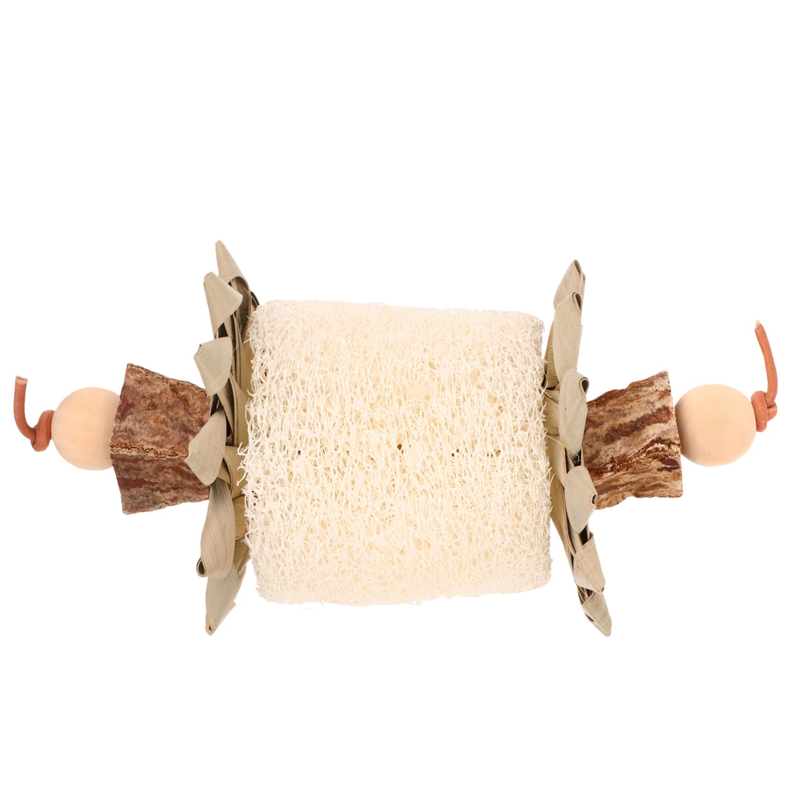 Jouet à Mâcher pour Perroquet et Oiseau en Loofah et Feuilles de Palmier | Résistant à L’usure la Casse, Adapté aux Perroquets et Autres Oiseaux, Format Suspendu pour Cage