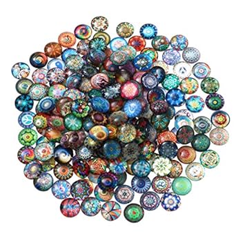 FOMIYES 100pcs 10mm Round Mosaic Tiles for Crafts Glass Mosaic Tiles Mosaic Beads for Jewelry Making Mosaic Glass Round Pieces Crystal Mosaic Supplies