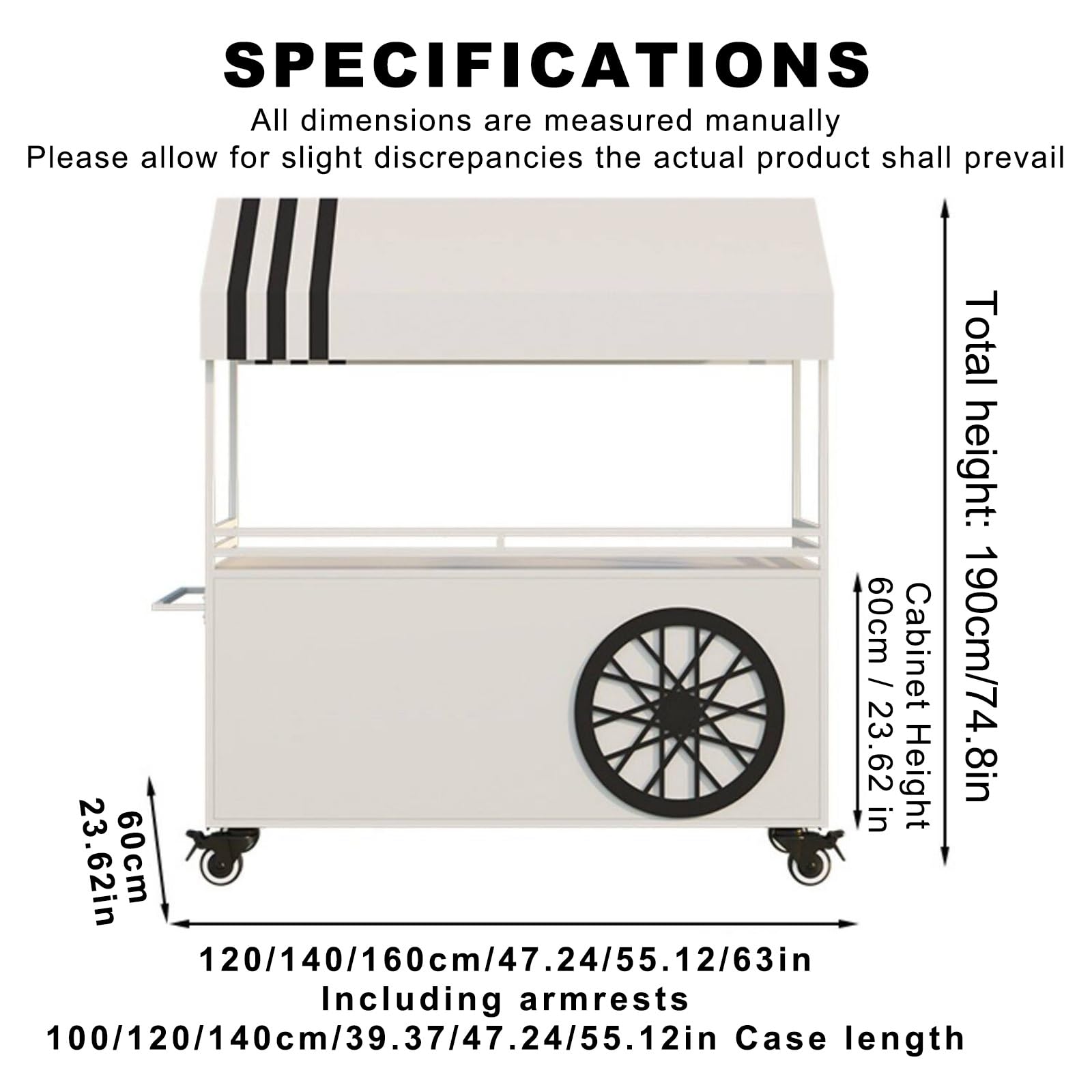 Expositor Móvil con Toldo Móvil de Venta Ambulante de Comida con Ruedas Freno para Venta de Frutas Verduras Bebidas y Flores.(Pink,160x60x190cm)