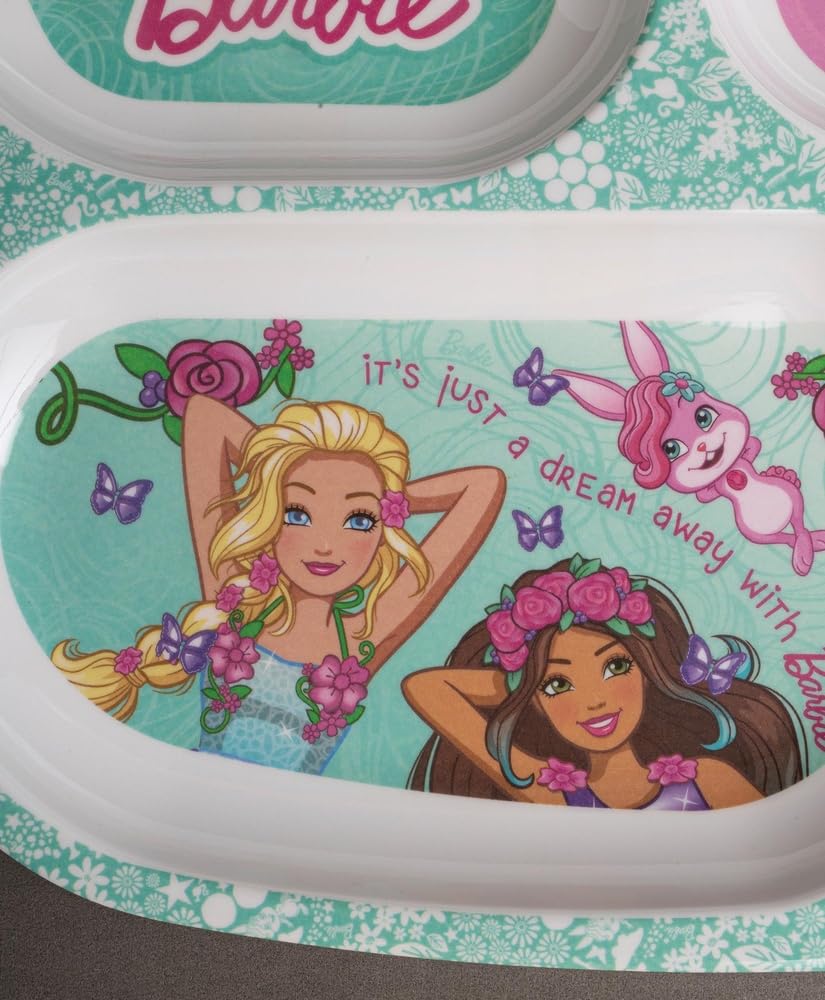 Superware Melamine Four Section Plate Barbie Butterfly Theme Kids Dinnerware Unbreakable Lightweight Food Safe Dishwasher Reusable-image-46