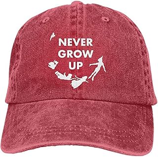 Unisex Peter Pan Never Grow Up Natural Washed Retro Denim Cap Adjustable Dad Hats Baseball Hat
