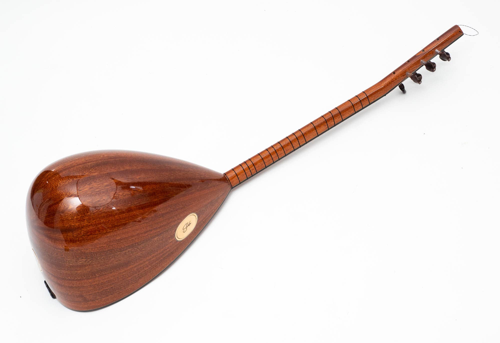 Saz Baglama Türkisches Instrument mit kurzem Hals, spezielles Mahagoniholz mit Ebenholzheringen, handgefertigtes Saiteninstrument