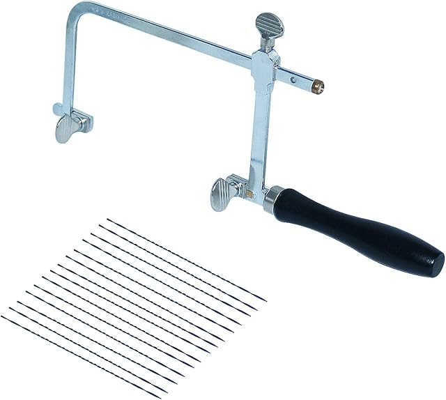 Jewellers Piercing Saw Frame Set with Blades 12 Pieces Adjustable Jeweller Wax Cutting Saw Kit with Saw Blade Jewellery Making Tool Jewellers Tools
