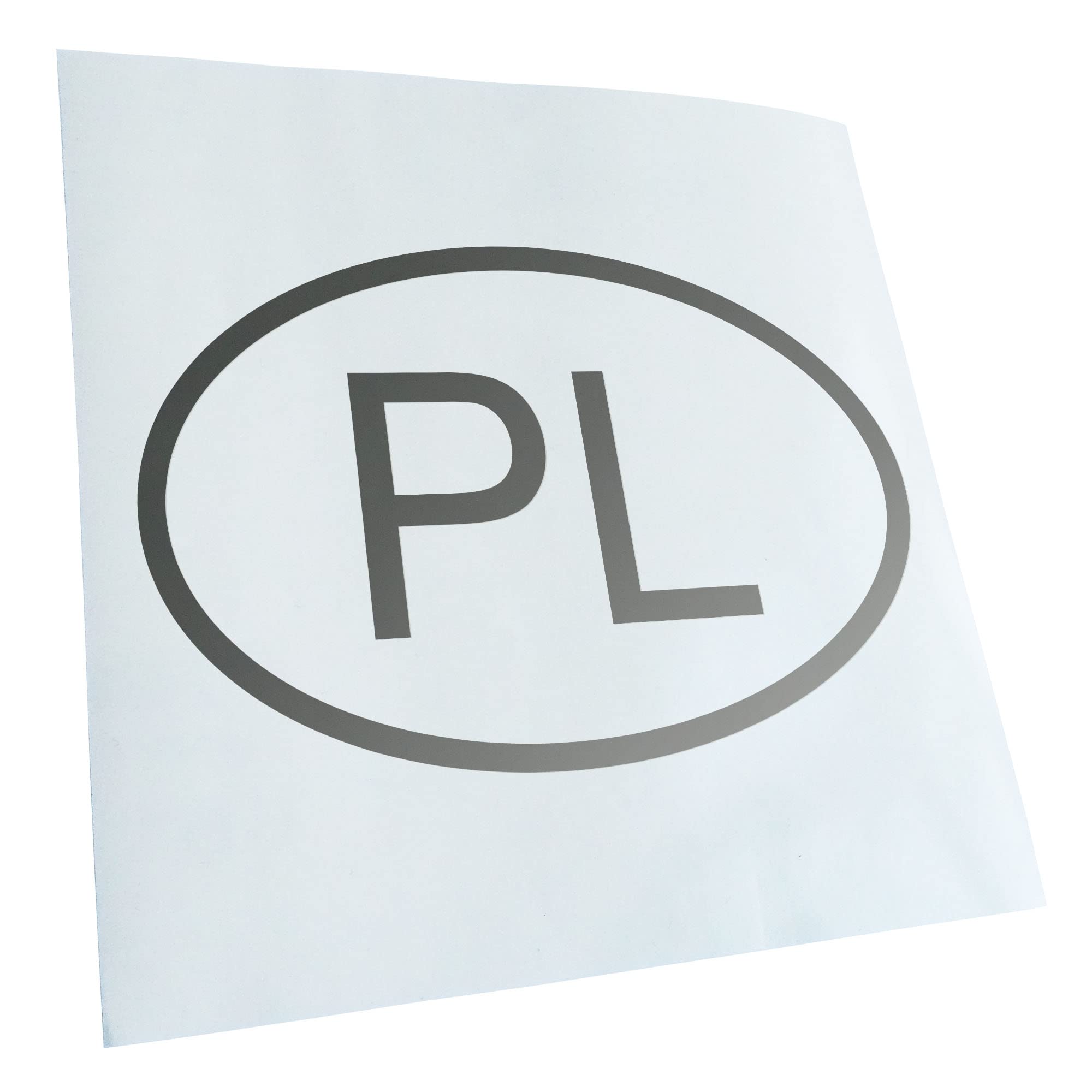 Kiwistar - Car Sticker - Silver - 50 x 33 cm Poland PL - Rear Window Car Sticker Weatherproof for Car Truck Moped Truck - Sticker Exterior Self-Adhesive Tuning Accessories for Window Vehicle Window