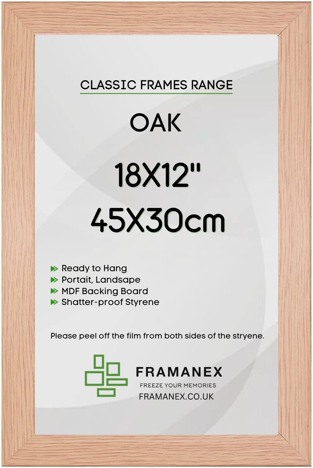 FRAMANEX Modern Oak Colour 18X12 Picture Photo Poster Frames | 12X18 Inch Rectangle Picture Frame | Wood Finish Photo Frame