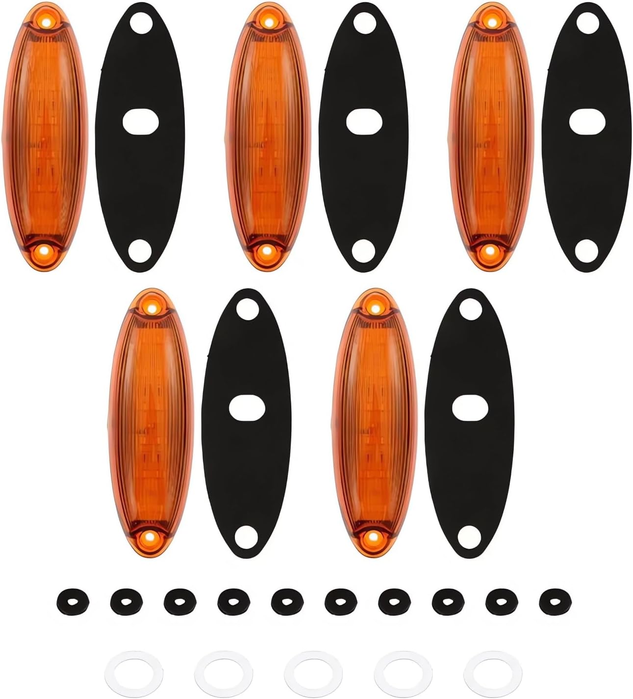 5Pcs Cab Roof Top Clearance Signal Light 12 LED Lamp for Freightliner Cascadia 2008-2019 and Most Trucks Trailers Tractors Semi-trailer Dump truck Special Vehicle (Amber shell & Amber light)