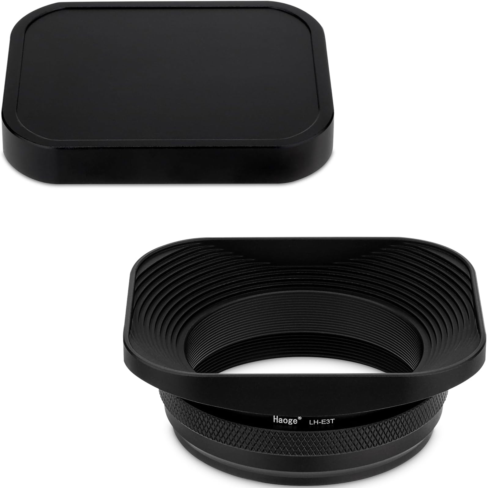 LH-E3T Square Metal Lens Hood with 49mm Adapter Ring with Cap for Fujifilm Fuji FinePix X100 X100S X100T X70 X100F X100V Camera Replaces Fujifilm LH-X100 AR-X100 LH-X70 Black