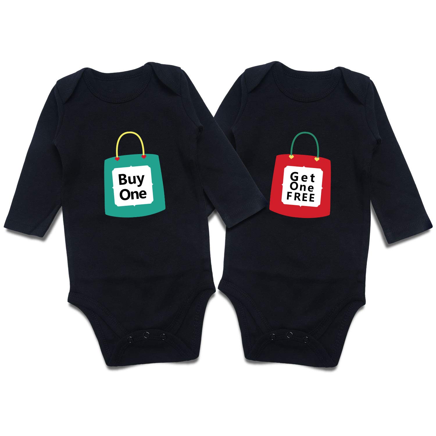 DEFAHNFunny Twins Baby Bodysuits Boys Girls Rompers 2 Pack Twin Matching Clothes Outfits for Newborn Infant