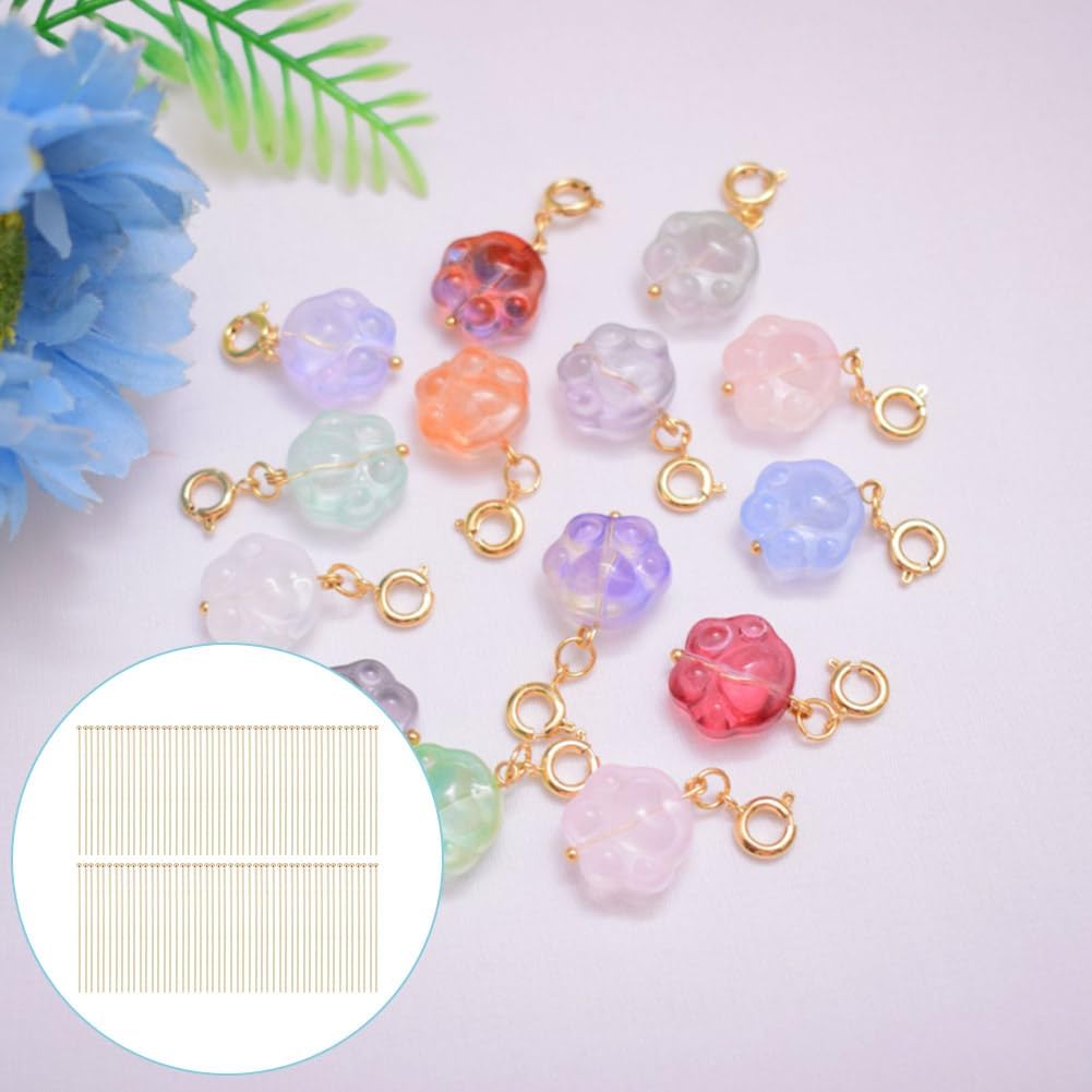 100 Pcs Real 14K Gold Plated Ball Head Pins, Brass Wire Needle Headpins 24 Gauge Satin Pins Jewelry Making Accessories for Crafting DIY Handmade