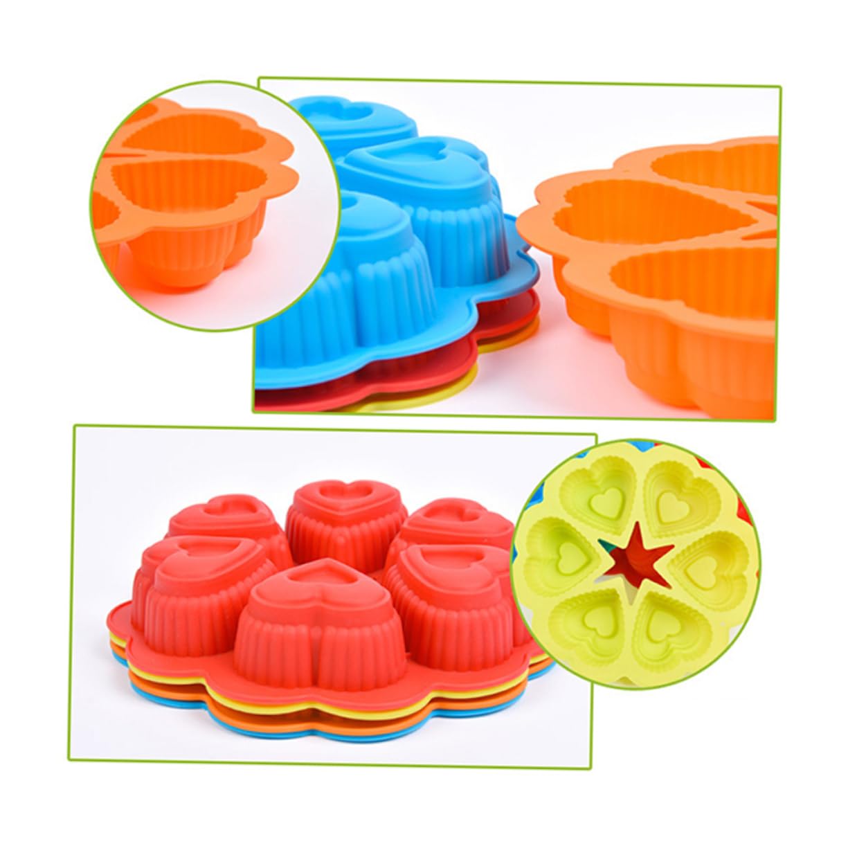 TOPBATHY 3 Pezzi 6 Cuori in Silicone Per Decorare Torte E Dolci Al Cioccolato