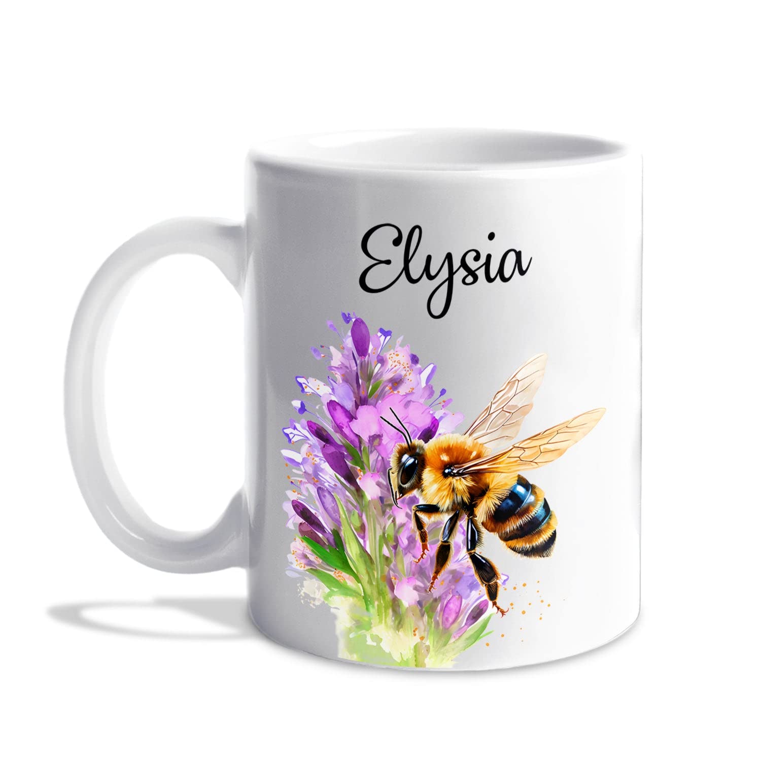 Personalized Bee Coffee Mug - Customized Gift for Bee Lover Birthday Christmas White Ceramic Cup 11 Oz Honey