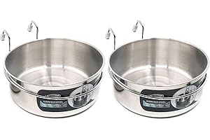 Ultra-Convenient & Durable: 2-Pack Premium Hanging Stainless Steel Pet Bowls
