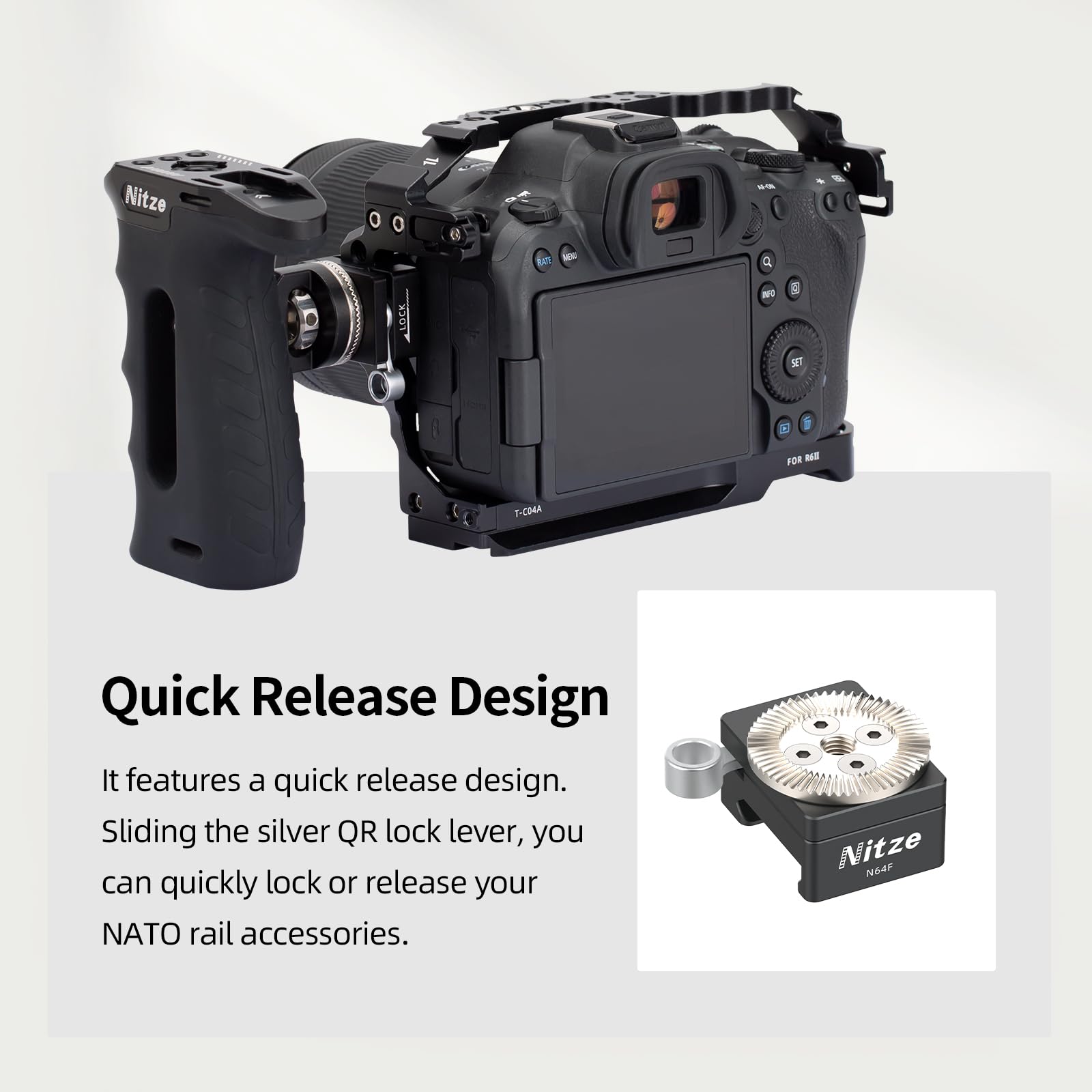 Nitze NATO-Klemme mit ARRI Standard Rosette, Quick Release NATO Clamp with Rosette für Kamerakäfig Monitor-Käfig Magic Arm - N64F