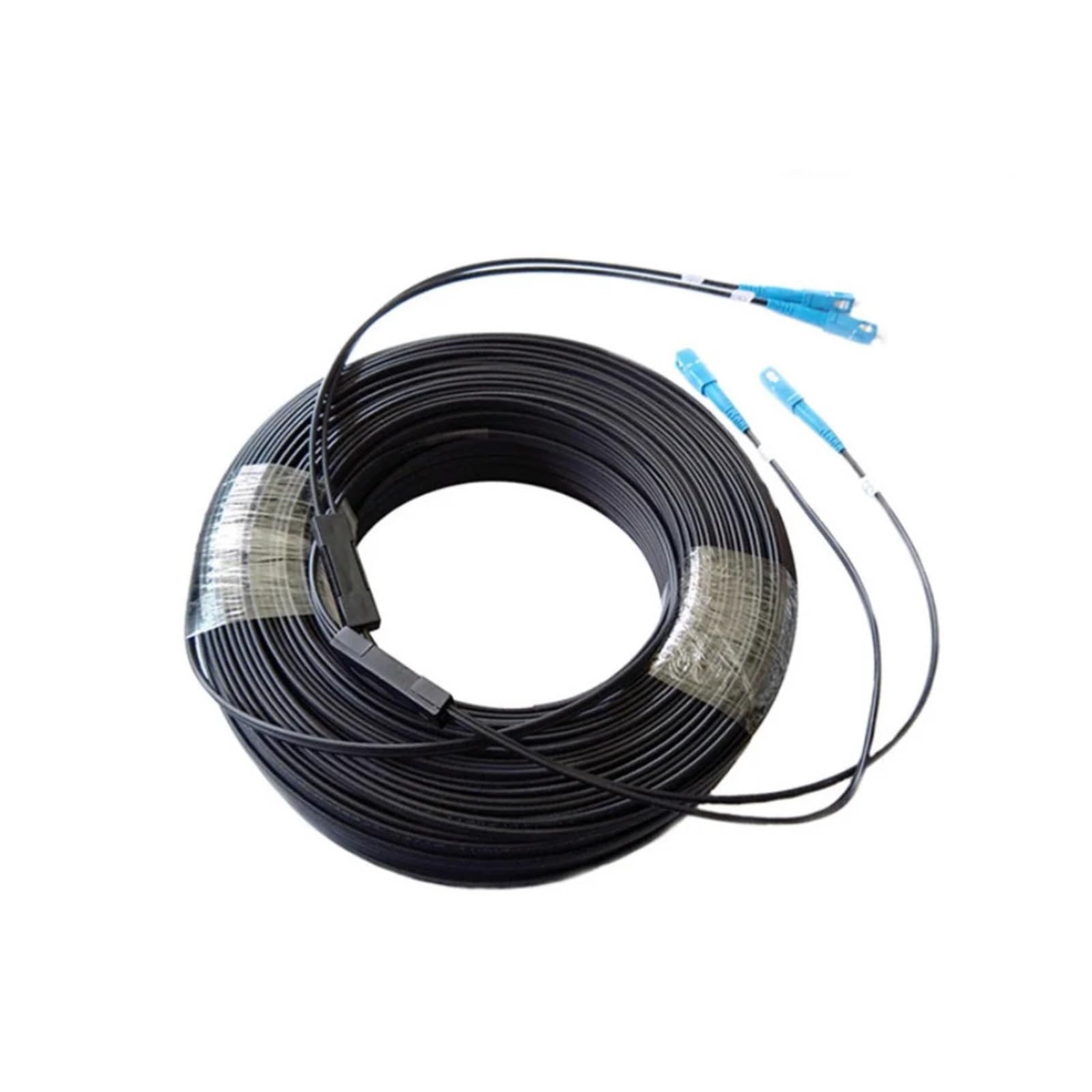 Câble de raccordement à fibre optique pour extérieur, 50 m, 80 m, 100 m, duplex FTTH, 2 noyaux, pont de câble de connexion à fibre optique avec connecteur LC SC UPC (LC-LC 50 mètres)
