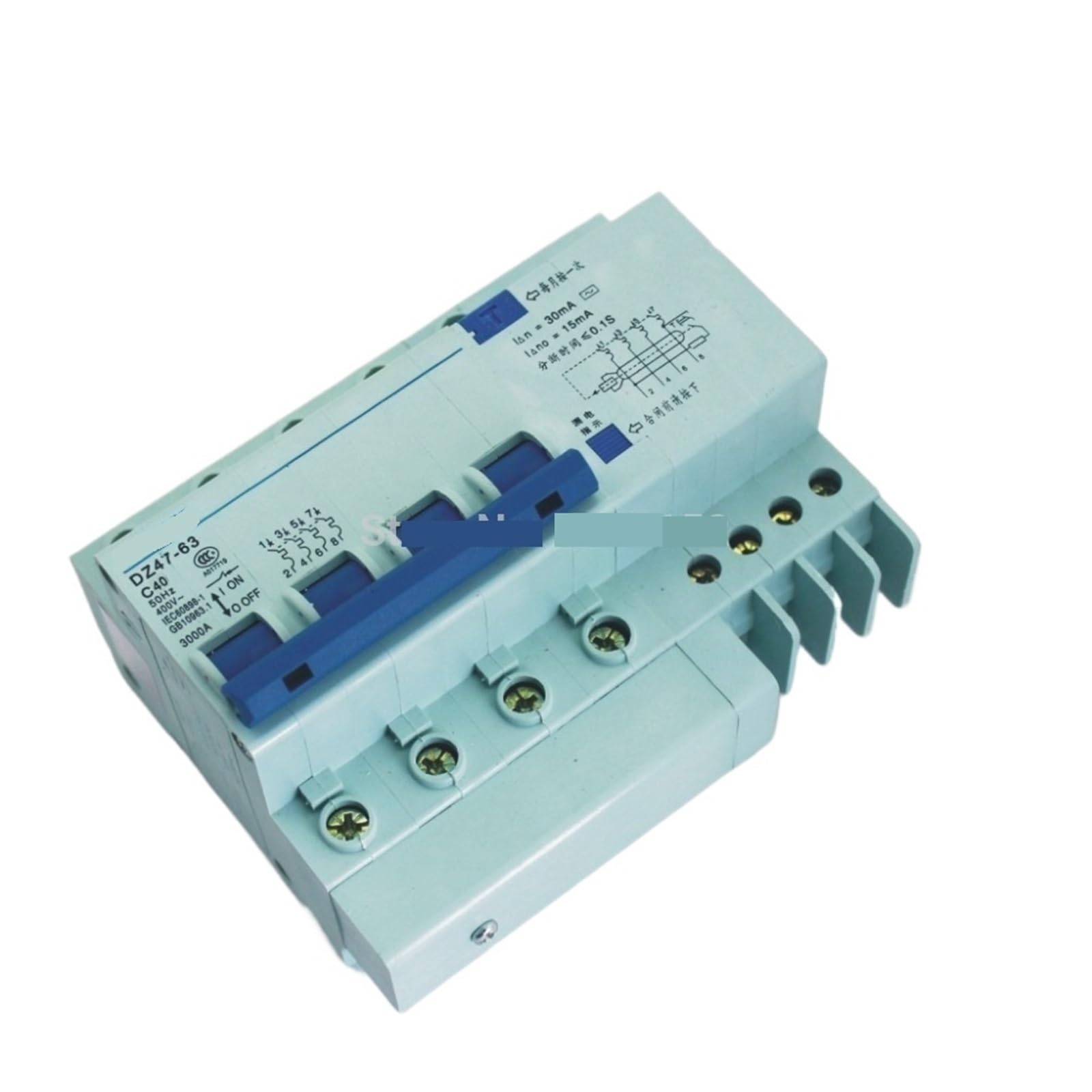 LHNBGTUIW 4P 40A DZ47LE 400V~ Residual MCB Current Circuit Breaker with Over and Leakage Protection 1Pcs