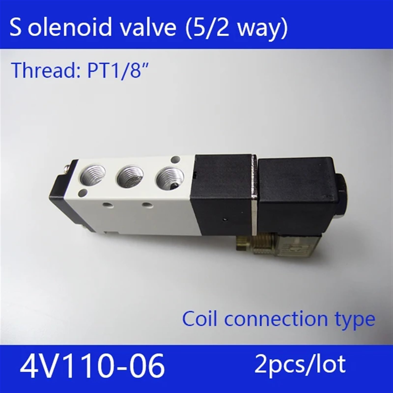 2 szt. 4V110-06 pneumatyczny zawór sterujący 2-pozycyjny 5-portowy zawór elektromagnetyczny powietrza zacisk DC12v DC24v AC36v AC110v 220v 380v (jednokolorowy)