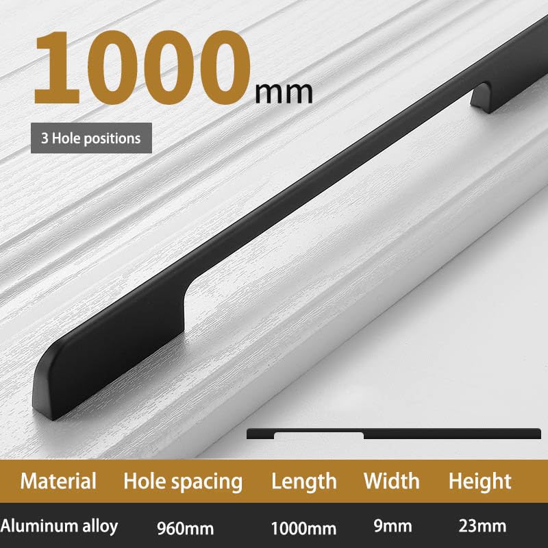 Tiradores Cajones Tiradores largos for puertas de armarios, 600 mm, 800 mm, 1000 mm, pomos de aleación de aluminio, tiradores negros y dorados for muebles, herrajes for armarios Tiradores Para Cajones