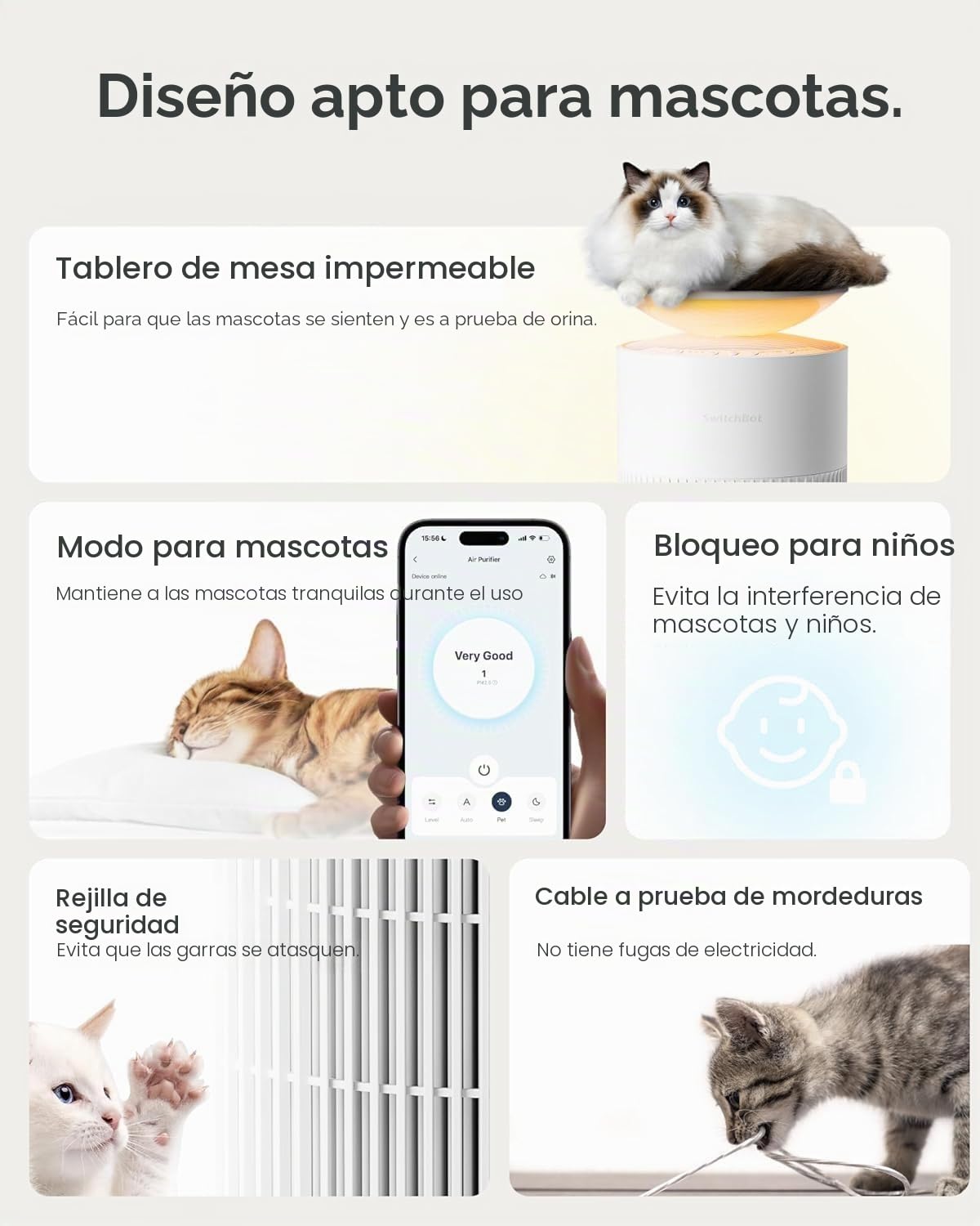 SwitchBot Filtro de repuesto para purificador de aire para mascotas, paquete de 2, filtro 3 en 1 para purificador de aire SwitchBot