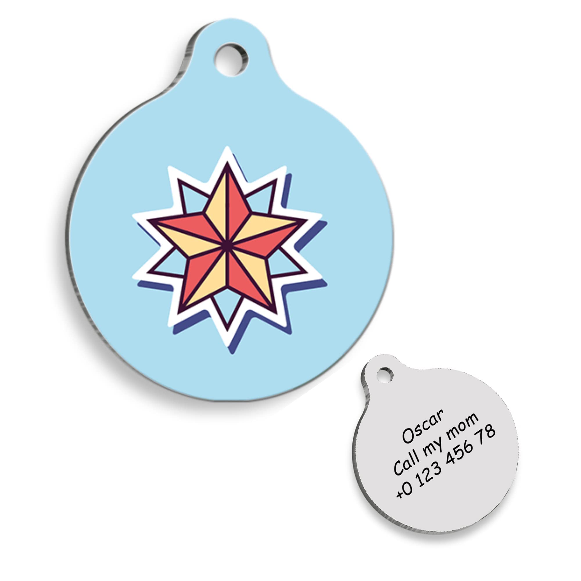 Blue Star Personalized Dog Tag - Custom Name Tag - ID Tag for Dog & Cat - Customized Pet Tags - Dog & Cat Name id Tag - Dog Name Tag - Engraved Dog Tag