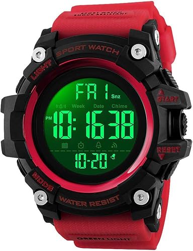 Big Dial Digital Watch S Shock Men Military Army Watch Water Resistant LED Sports Watches (Blue) (Red)