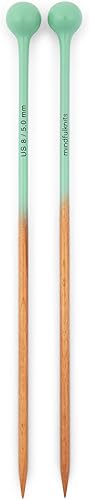 mindfulknits Agujas de Tejer Premium de Punta Única Rectas de Madera de Haya Tamaño US 8, 5mm 30cm de Longitud Juego de Agujas Rectas -