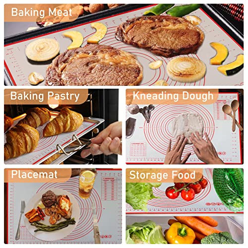 70X50cm Silikon Backmatte Groß Silikonmatte Backen Backunterlage Silikon Mat Teigmatte Teigunterlage Wiederverwendbar mit Messung Ausrollmatte für Teig Macarons Plätzchen Pizza