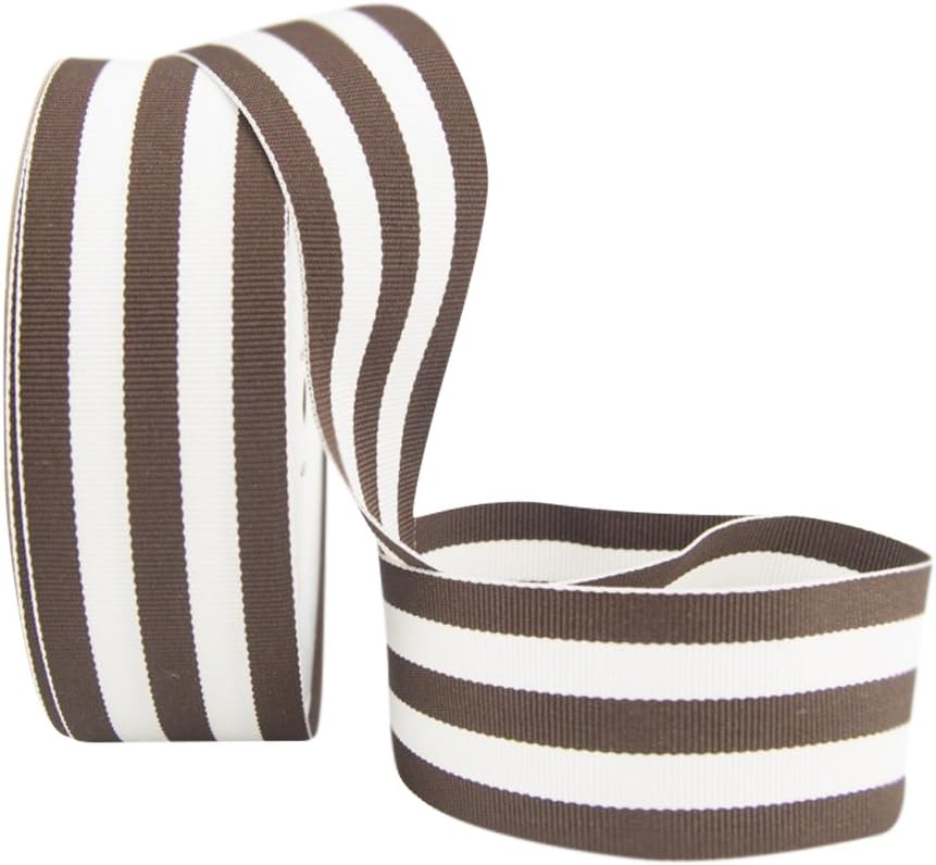 Grosgrain Mono Stripes 1-1/2 inch Brown 5 yards 100% Polyester Ribbon
