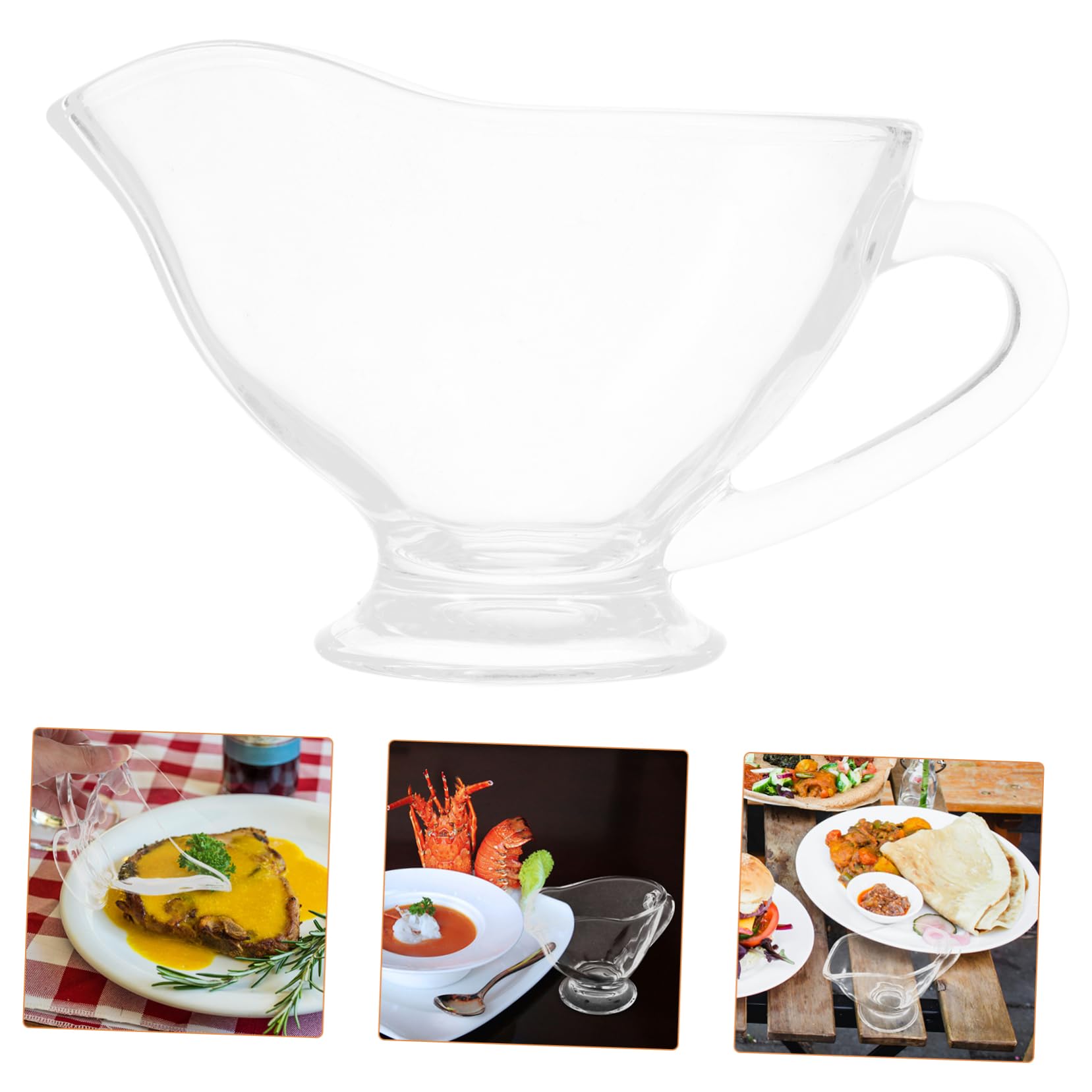 Gatuida 2pcs Glass Sauce Dispenser Modern Gravy Boat with Lid Easy to Clean for Milk Sauce Syrup