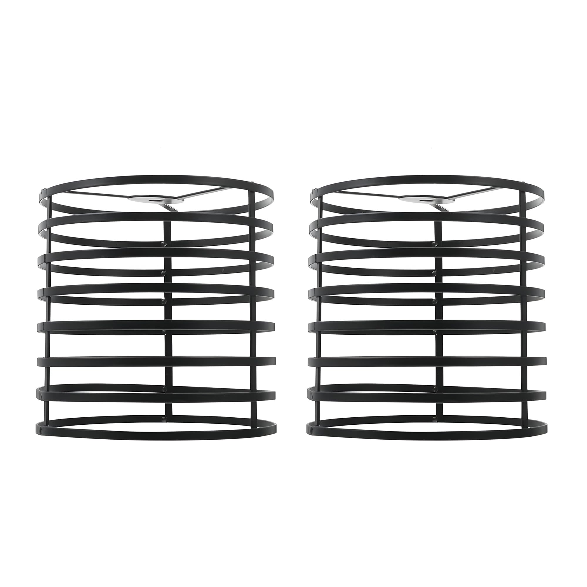 LEDSone Vintage Industrial Metal Wire Cage Bulb Guard Lampshade DIY Ceiling Pendant Light (Black Round cage 2 Pack) — image 1