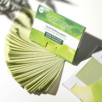 EcoTools Natural Oil Absorbing Facial Blotting Papers for Face, 200 Count | Less shine on the go with face blotting sheets, makeup oil blotting sheets, travel-sized and plant-based