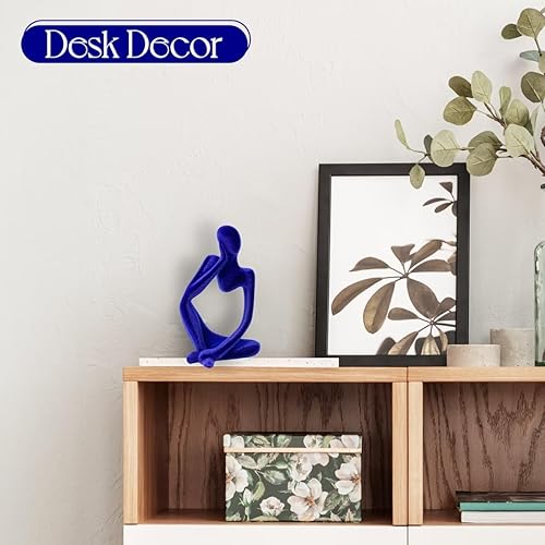 Miniatura 7 de Decoración de estatua de pensador azul, estatua abstracta flocada de pensador, escultura artística de resina, figuras coleccionables modernas para