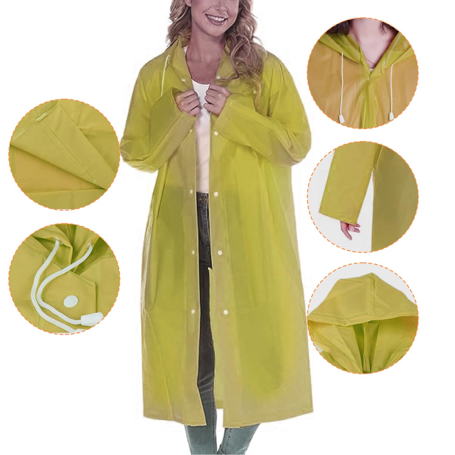 HACER EVA Waterproof Unisex Rain Coat Hooded Full Sleeves Outdoor Men, Women, Boys & Girls Rainwear Poncho Raincoat for Camping, Hiking & Travelling (Olive Green) 1