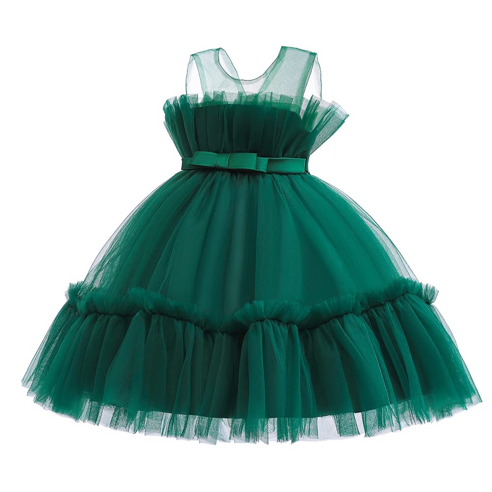 Allcent Backless Flower Girl Dress Little Kids Birthday Prom Pageant Birthday Party Performance Formal Princess Ball Gown Dresses 2T 3T Green 100